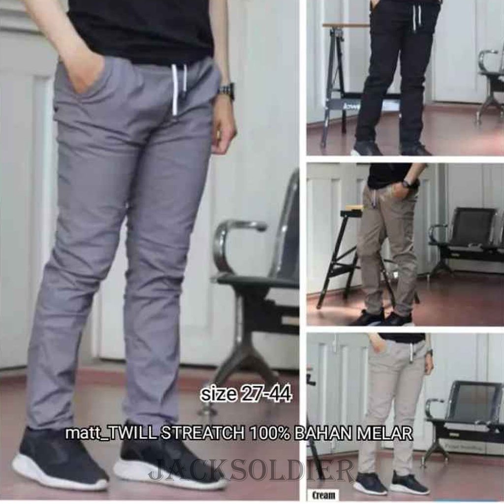 CELANA CHINO DEWASA BAHAN STRET/MELAR CHINO PANJANG PINGGANG KARET BAHAN HALUS NYAMAN DIPAKAI