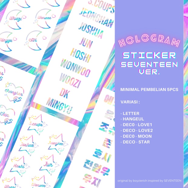 (MIN. 3PCS) STICKER SEVENTEEN HOLOGRAM DECO FANMADE STIKER HIASAN LIGHTSTICK LAPTOP HANDPHONE