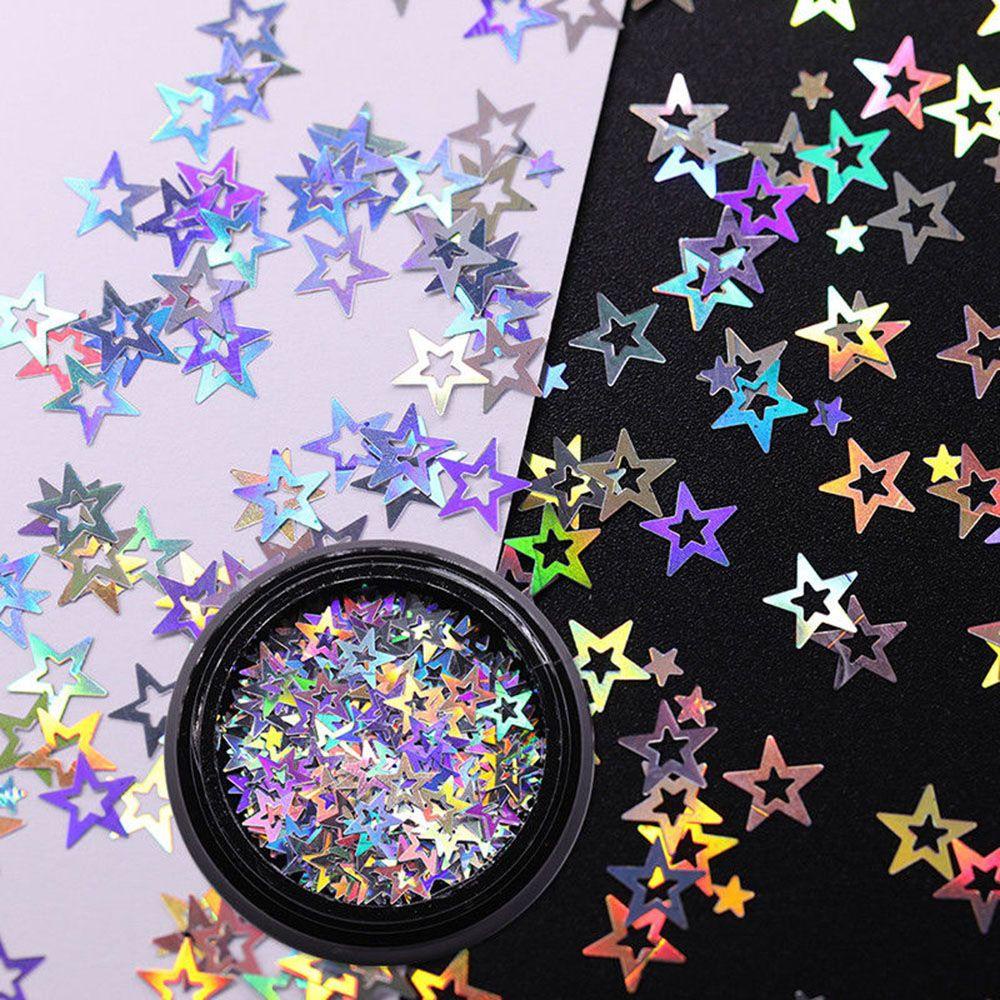 Sequin Bentuk Bintang Warna Silver Untuk Dekorasi Nail Art