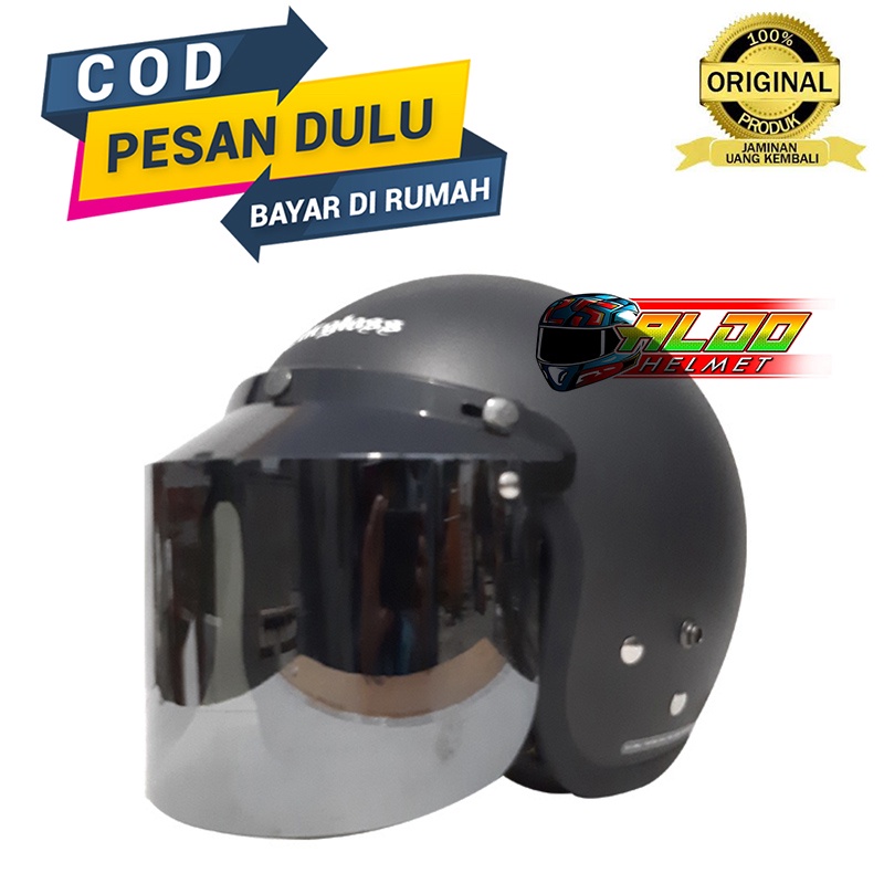 CARGLOSS | HELM CARGLOSS RETRO GUN METAL ORIGINAL KACA FLAT INJAK | CARGLOSS 100 % ORI | HELM RETRO 