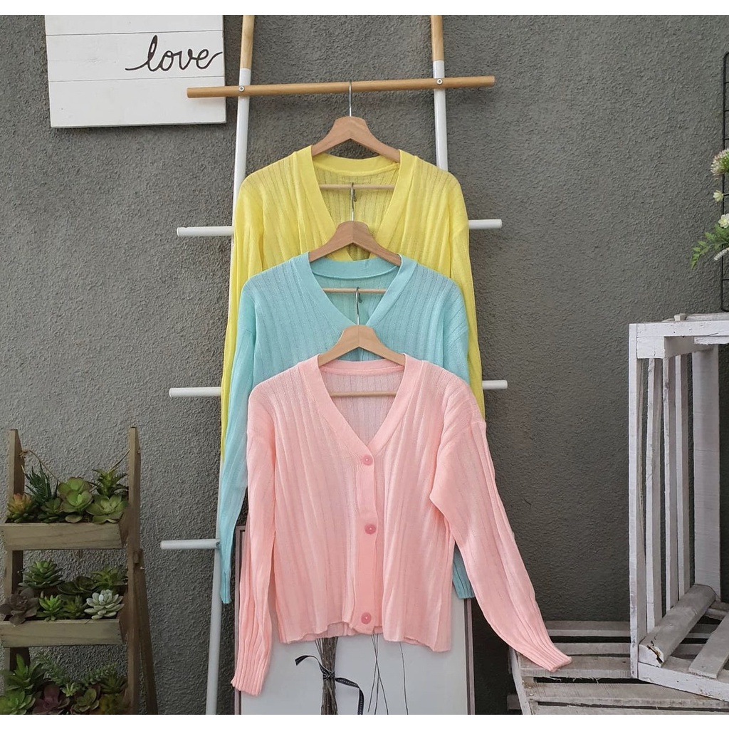 pastello cardigan crop wanita pastel warna warni cute