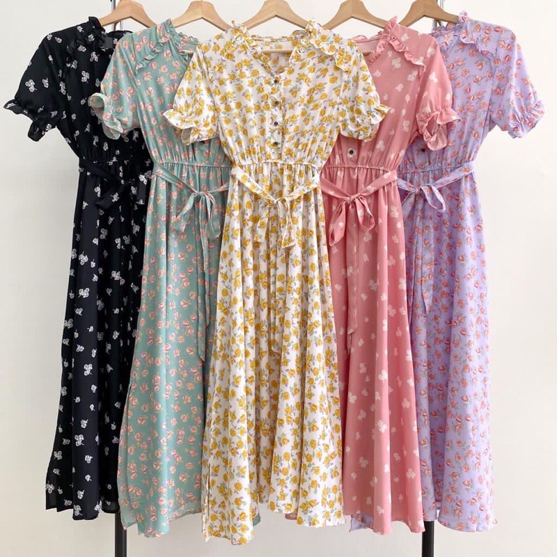 Baju Import Wanita TERMURAH Floral Ruffle Dress D9652