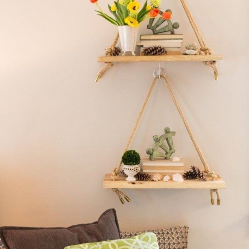 Rak Tali Gantung Minimalis / Rak ambalan kayu