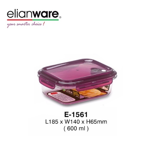 Elianware Rectangular Airtight Glasslock Keeper Multipurpose Food Storage Lunch Box 600 ml
