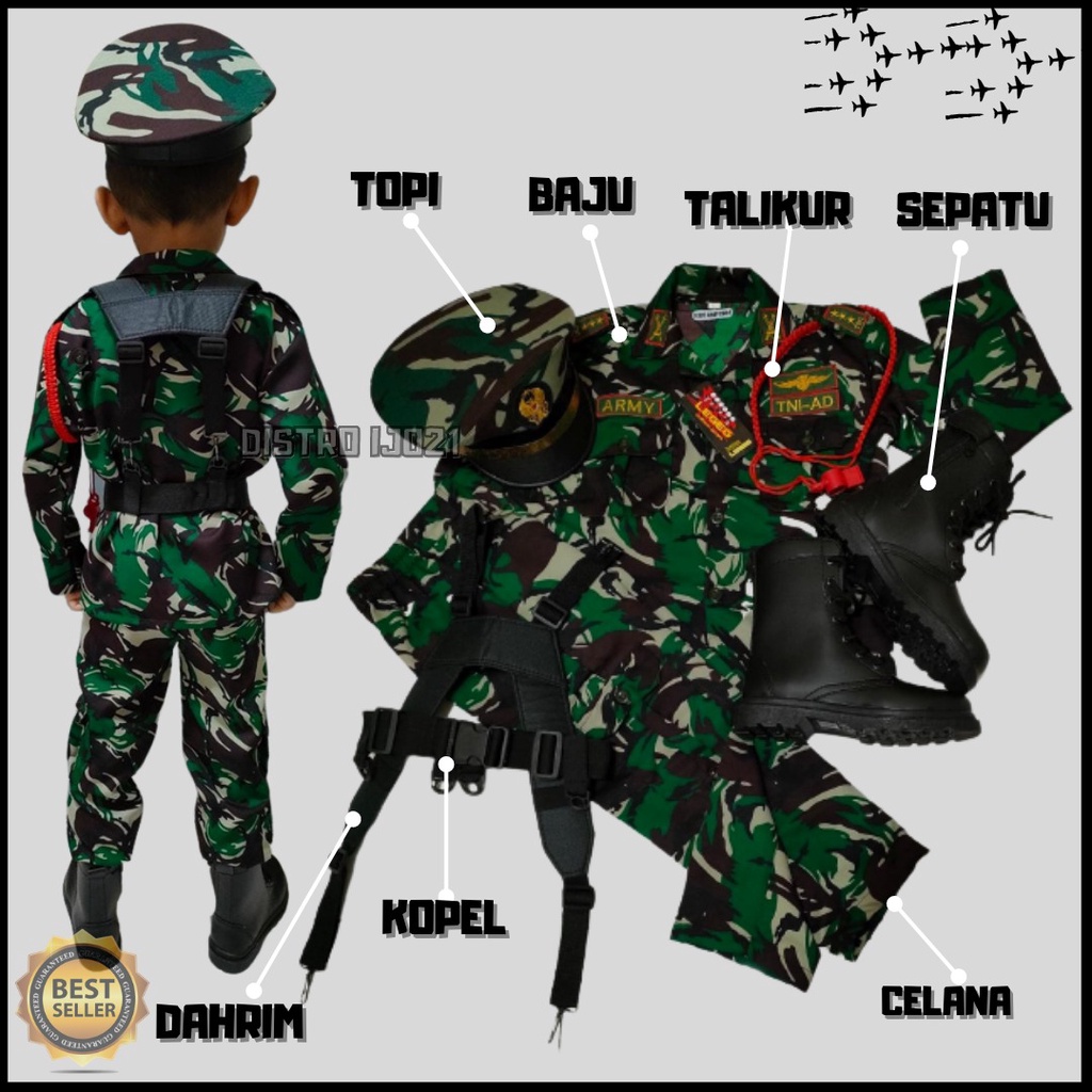 GROSIR!!PROFESI ANAK POLISI TNI LORENG TOPI PET KOMPLIT FULL SET PAKE SEPATU DAHRIM KOPEL MURAH SERAGAM ANAK TNI KOMPLIT STELAN ANAK LORENG KOSTUM CARNAVAL AGUSTUSSAN TK PAUD