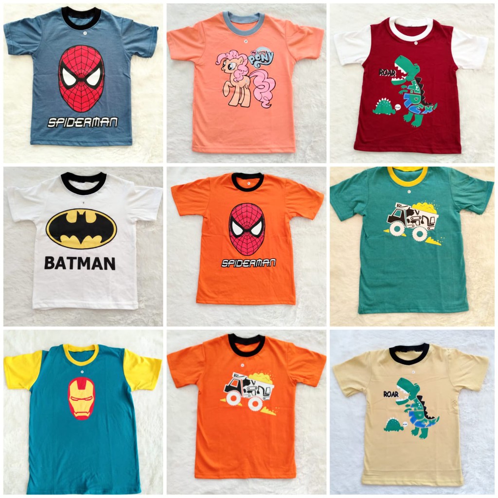 kaos anak motif karakter ukuran XL usia 4-5 tahun
