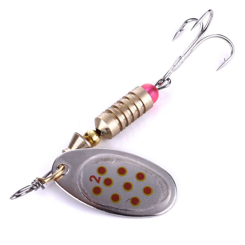 HENGJIA 5PCS New Metal Fishing Lure 6.3cm 5.1g Spinner Bait Metal Hard Baits 6# Treble Hook Fishing Tackle