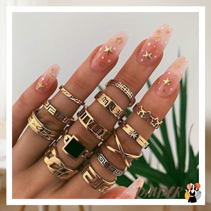 WOEOE BOHO GOLD KNUCKLE RING SET VINTAGE STAR KNUCKLE STACKING RINGS R NEWTREND