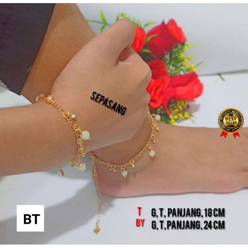 Set Gelang tangan dan gelang kaki wanita Titanium Asli Anti karat