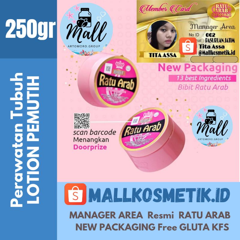 pemutih badan BIBIT RATU ARAB (FREE GLUTA KFS / COLLABERRY GEAMOORE) BPOM BODY LOTION PEMUTIH BADAN 