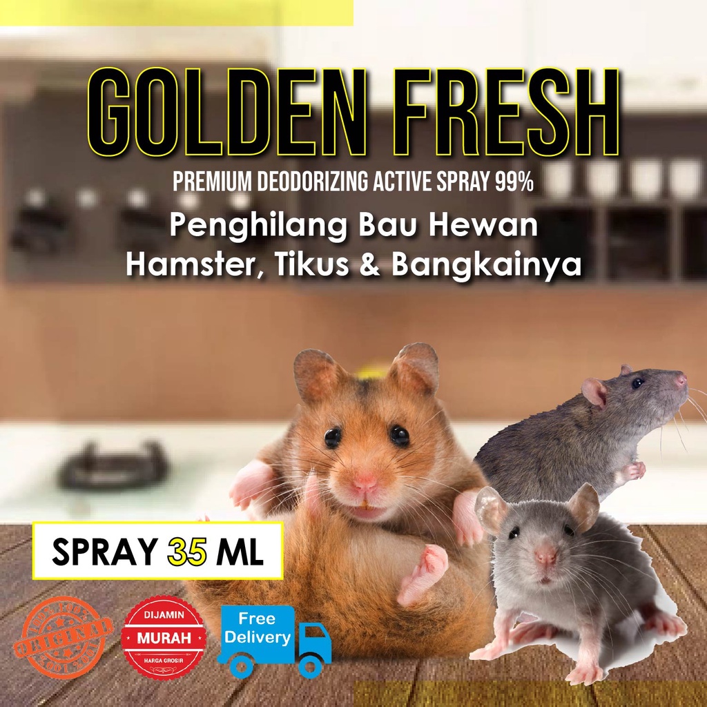 SPRAY PENGHILANG BAU HAMSTER TIKUS & BANGKAI nya GOLDEN FRESH 35 ML Cairan Semprotan Obat Pembersih 