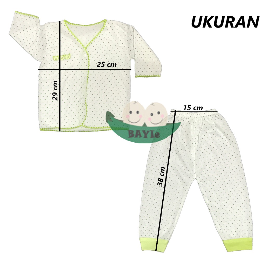 BAYIe - 6 SET Setelan Baju Bayi/Anak Panjang+Celana Panjang POLKADOT RYN 0-3 bulan Bahan Katun TC