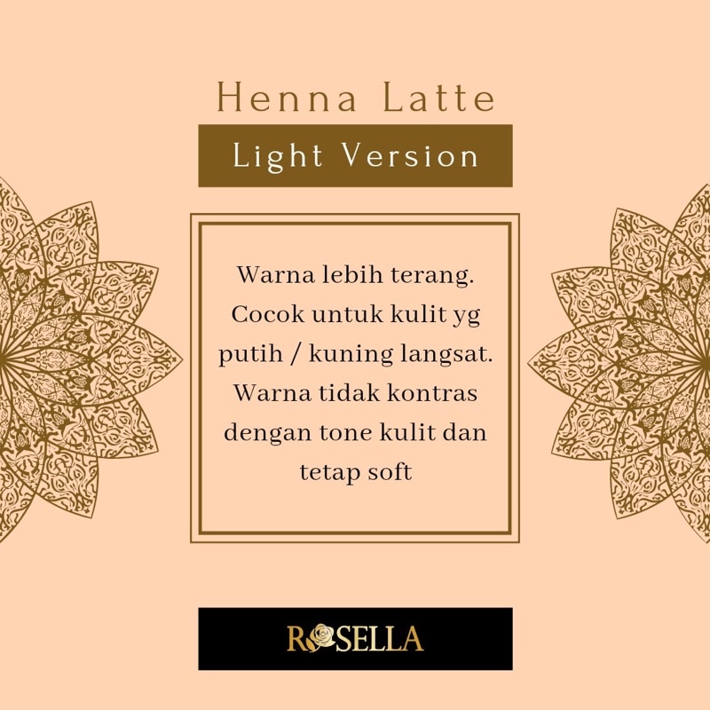 HENNA LATTE ROSELLA 12gr waterproof tahan gesek ,henna &amp; bodypaint
