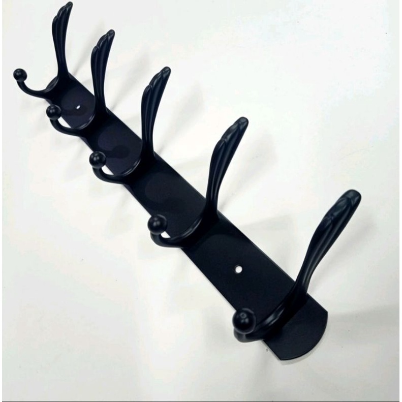 Kapstok - Gantungan Baju Stainles Hook 5 Kait Hitam Black - Hanger Baju Stainles Steel Bagus Murah