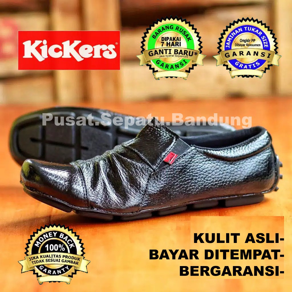Sepatu Kantor Pria Kickers Pantofel Formal Kerja Dinas Pesta Kulit Sapi Asli Coklat Tua Dan Hitam