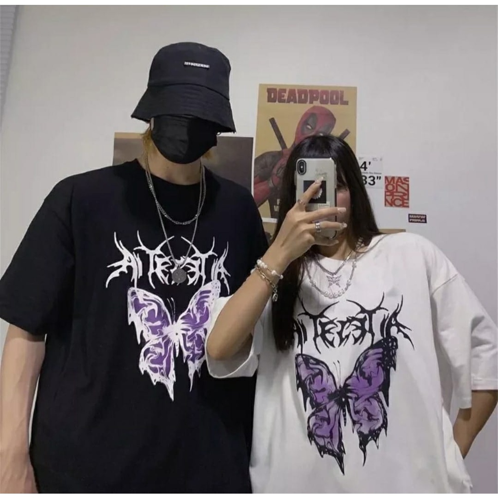 KAOS COUPLE KAOS AESTETIC BUTTERFLY PUPLE PORSTINA/ KAOS COUPLE TEBAL