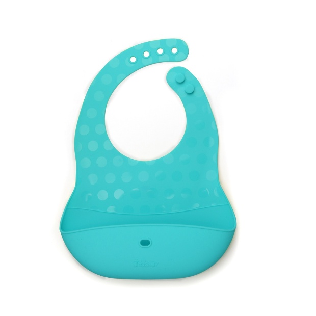 Bbluv Poket Portable Silicone Feeding Set - Celemek Makan Bayi  Aqua Grey Bib Bayi Celemek Bayi Bibs Silikon Silicone Baby Kids Makan Mini