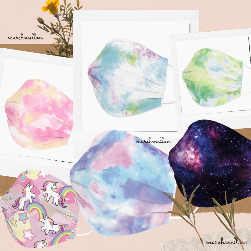 MASKER HEADLOOP MOTIF PRINTING KOREA DEWASA CEWEK ANAK BUNGA BATIK LUCU UNIK TERBARU CUSTOM KAIN 3D 