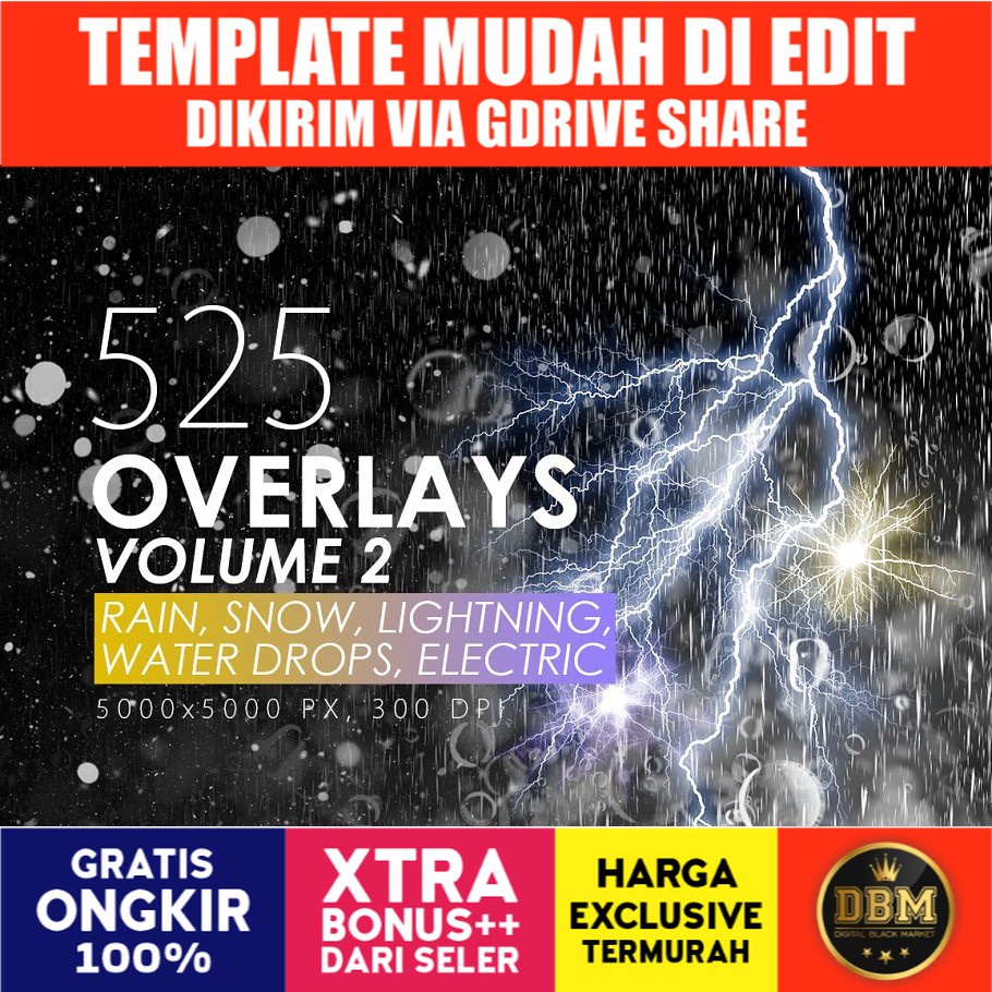 525 Rain Snow Lightning Overlays - JPEG Ultra HD