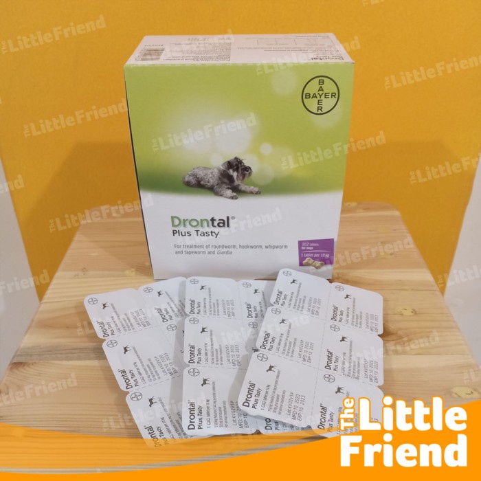 Obat Cacing Anjing Drontal Plus Tasty Dog Tablet Bone Shape Asli