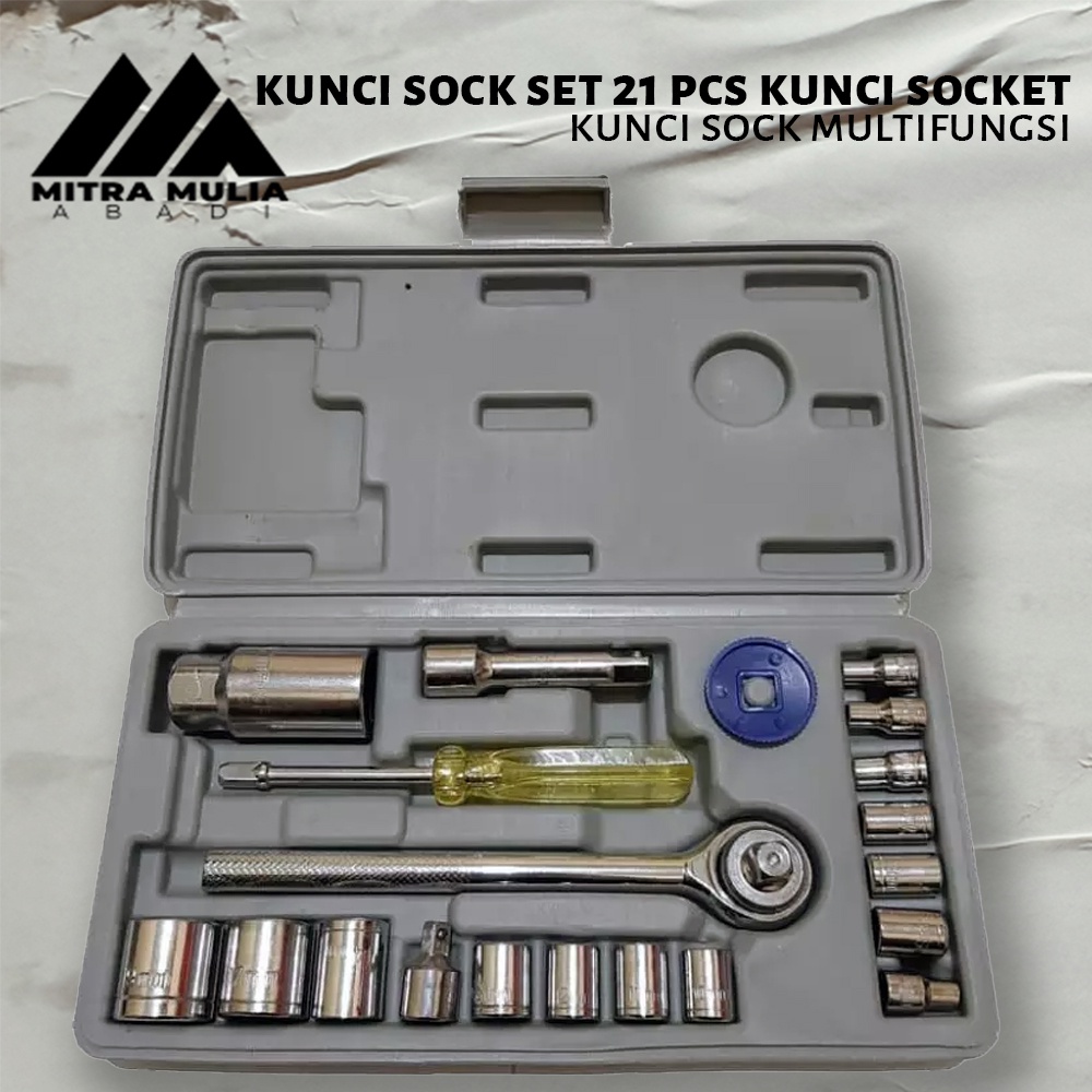 KUNCI SOCK 21PCS / KUNCI MOTOR/ RING KUNCI PAS Socket Wrench Set