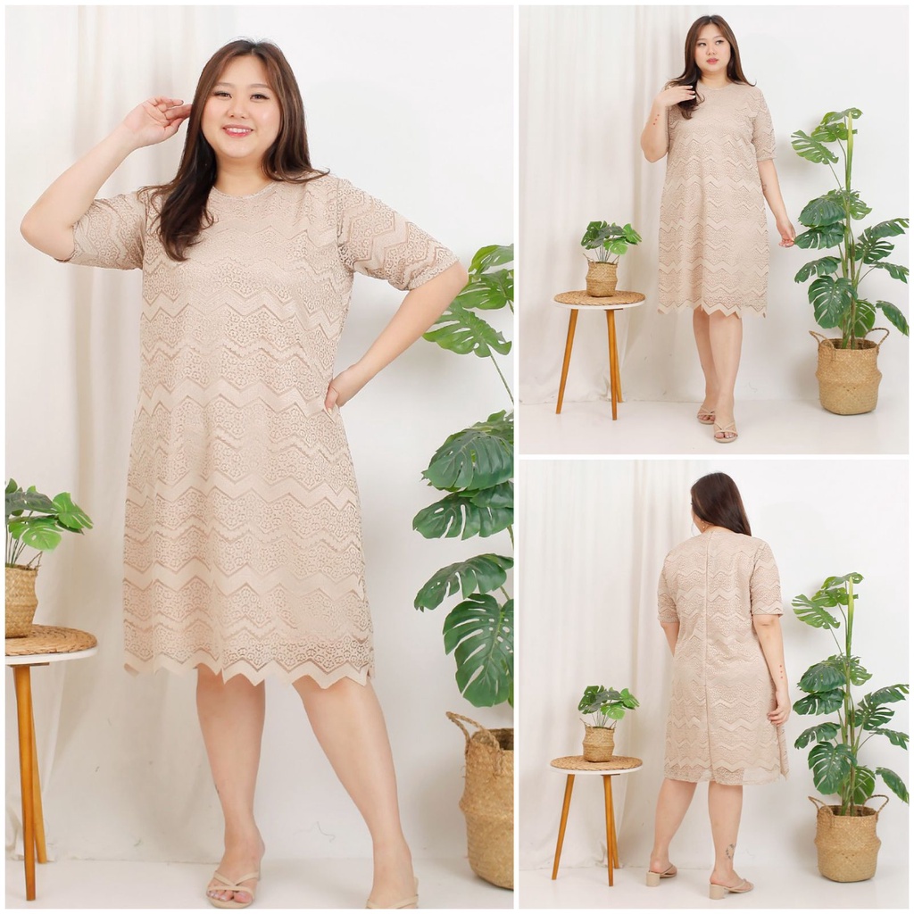 (Jumbo) Dress Ivana Big Size Brukat Malika Jumbo / Dres Brokat XXL / Dress  Bigsize XL Malika / Dress Brokat / Dress Natal Imlek / Dress Gereja