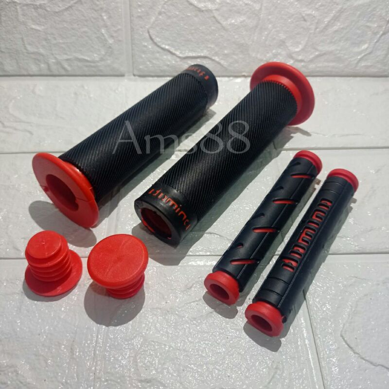 Paket 2in1 Handgrip Domino Bulu + Karet Handle Rem Domino Model Sisik Variasi Motor Universal
