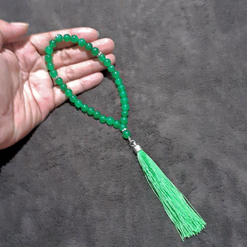 Tasbih Batu Giok Hijau 33 Butir 8mm original stone