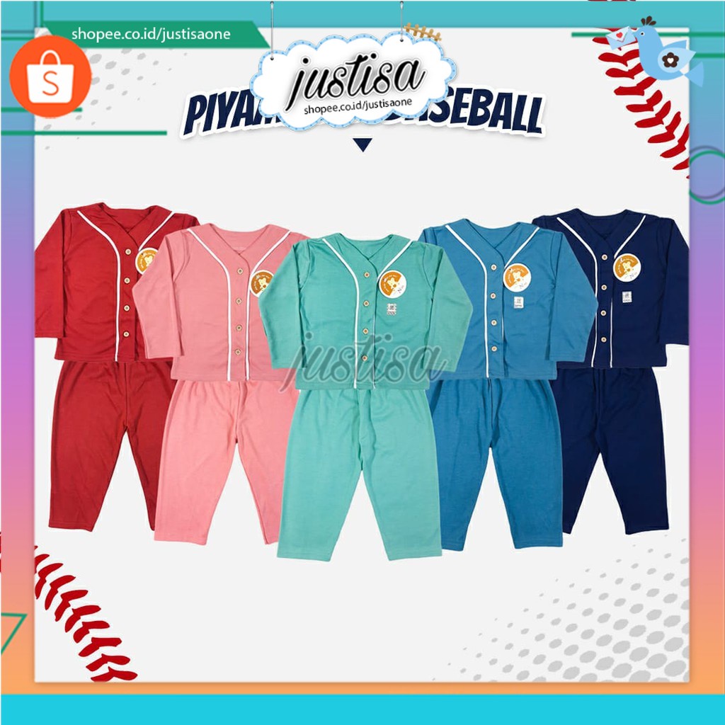 Promo !! PIYAMA BAYI NIA PREMIUM BASEBALL//BAJU TIDUR BAYI LAKI-LAKI//PIYAMA BAYI MURAH