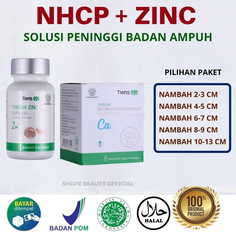 

PAKET PENINGGI BADAN TIENS ORIGINAL SUSU NHCP DAN ZINC KAPSUL