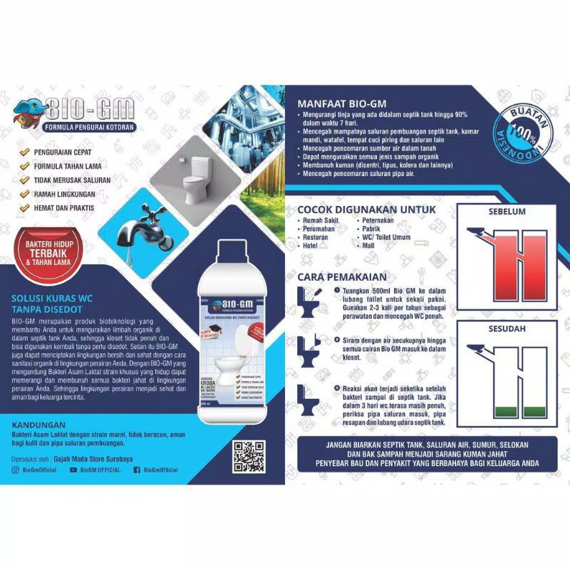 BIO GM SOLUSI WC MAMPET TANPA DISEDOT [500ML]