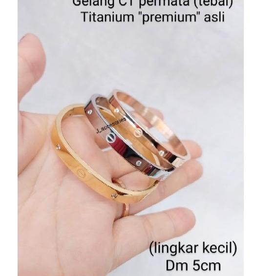 Buruan Cek (lingkar kecil)gelang polos&amp;permata titanium &quot;premium&quot; asli (tebal) dm 5cm