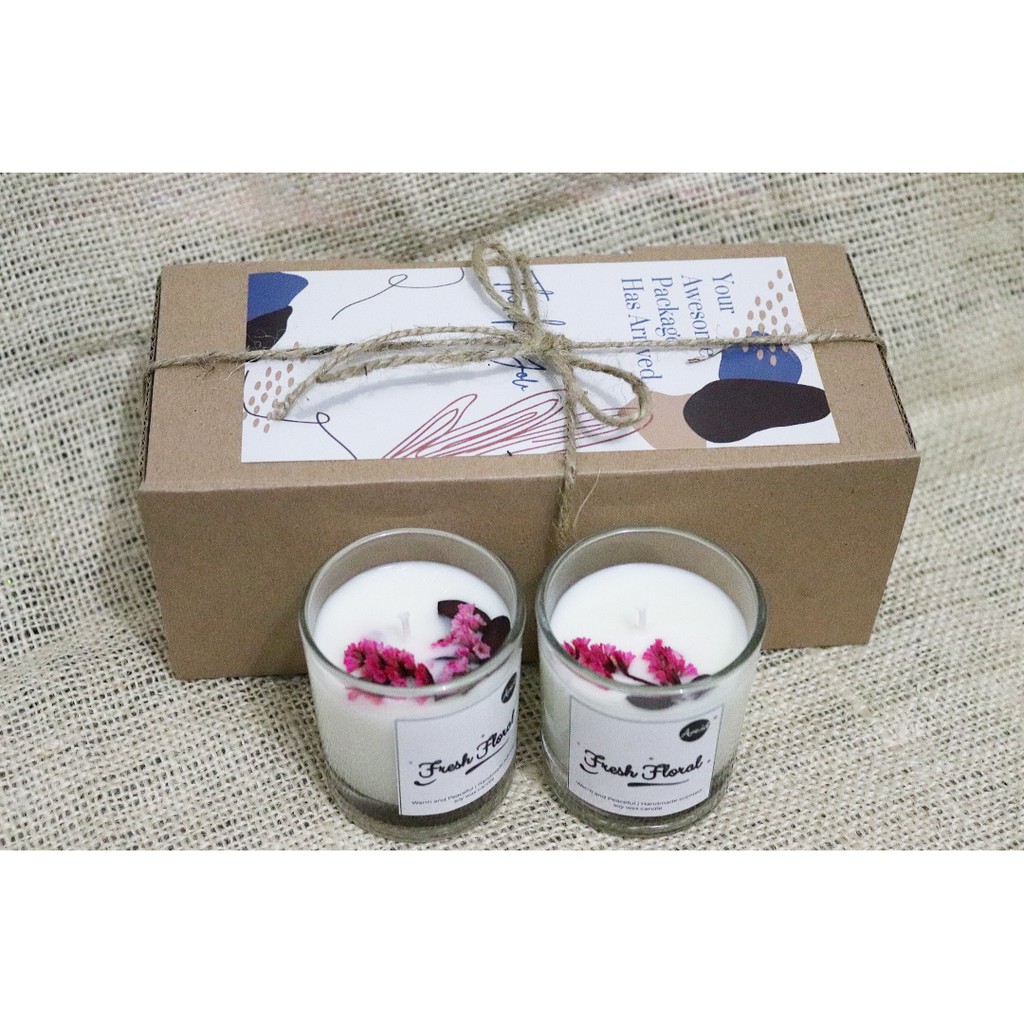 Gift Set B | Soy Scented Candle with Dried Flower | Lilin Aromaterapi
