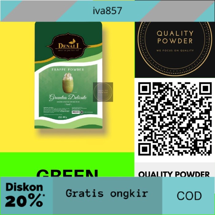 

PROMO BUBUK MINUMAN GREENTEA POWDER RASA GREEN TEA FRAPPE TEH HIJAU DENALI GRATIS ONGKIR