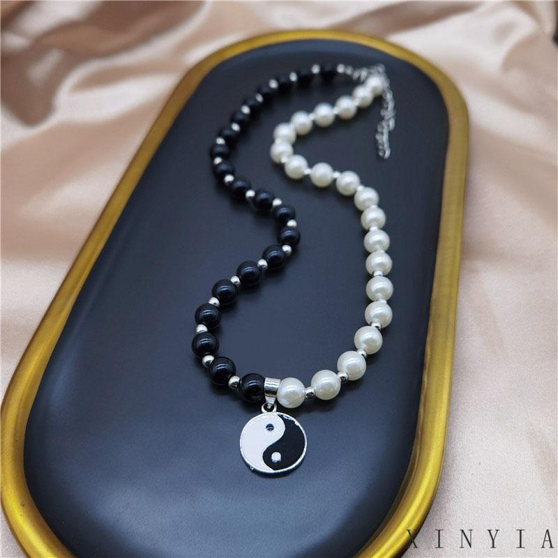 Kalung Rantai Klavikula Dengan Liontin Delapan Trigram Yin Yang Tai Chi Aksen Mutiara