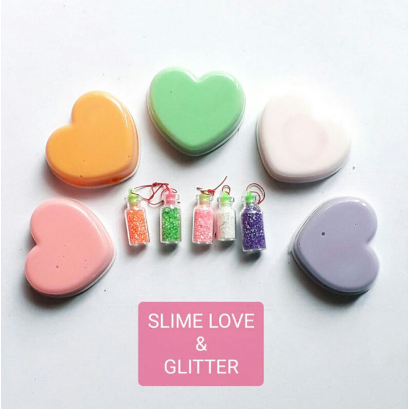 Paket Hemat Mainan 1 buah Slime Love dan Glitter mini