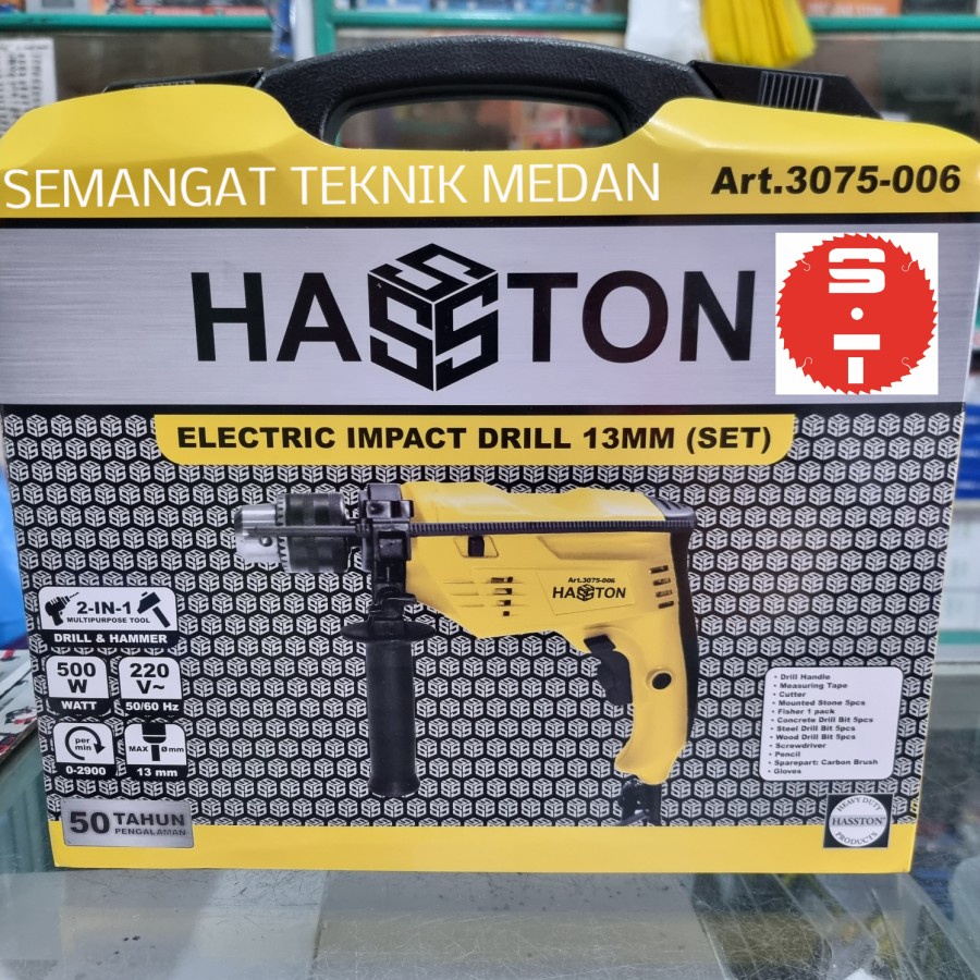 PAKET MESIN BOR LISTRIK IMPACT DRILL SET 13MM PROHEX HASSTON 3075-006