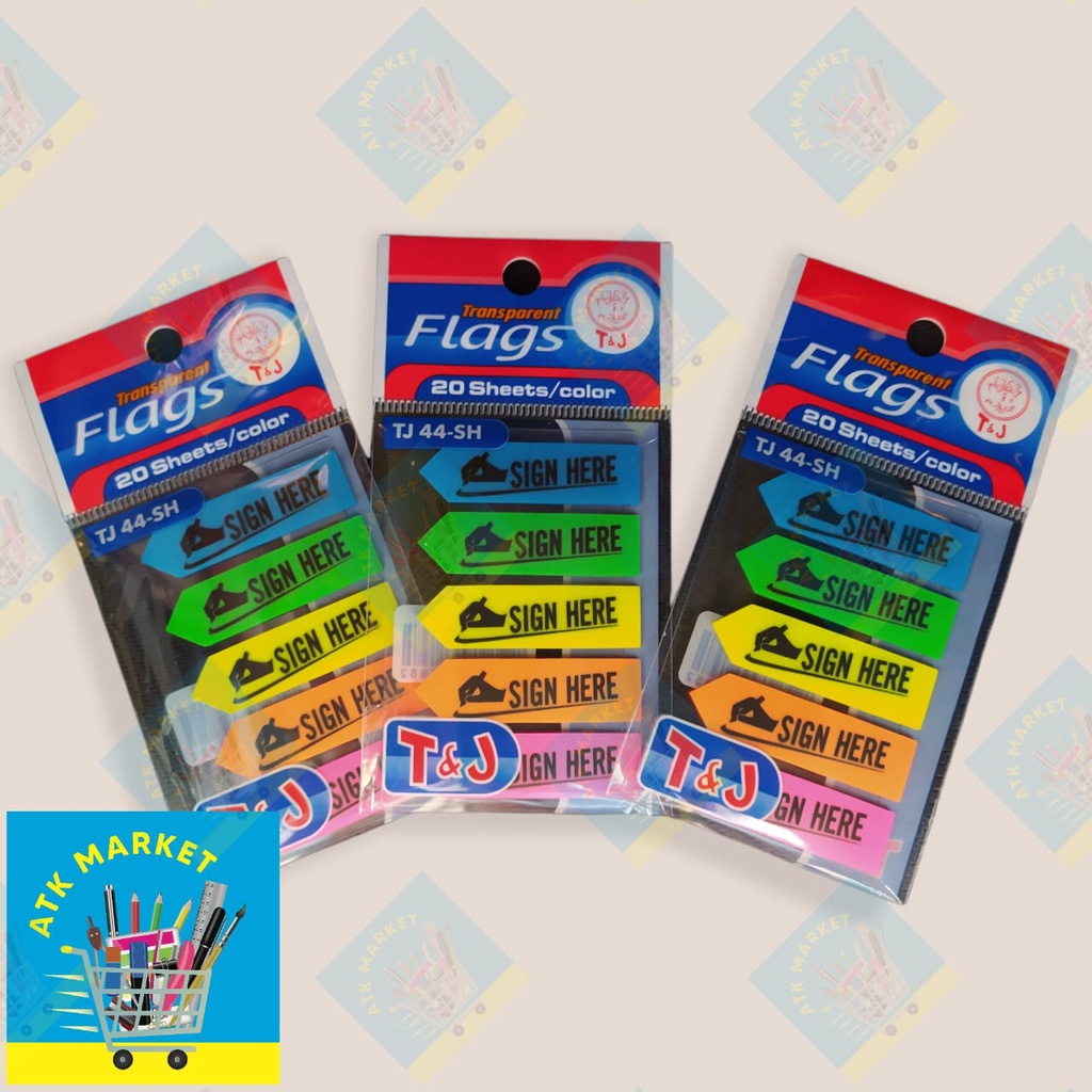 

5 Warna PAPER FLAGS / sticky notes panah Tom & Jerry (SIGN HERE) plastik / kertas