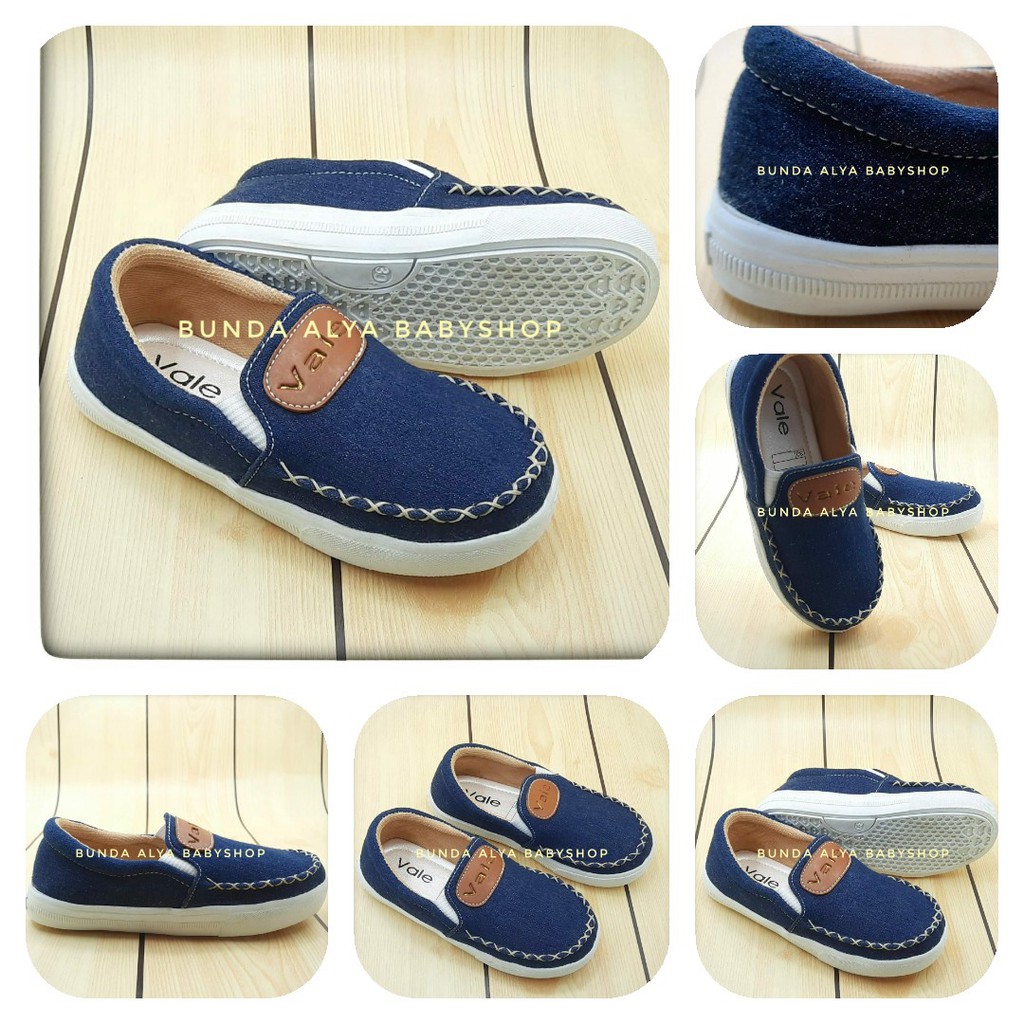 Sepatu Anak Laki Laki Jeans Usia 6 7 Tahun Size 34 NAVY - Sepatu Anak Cowok Casual Denim Anti Licin