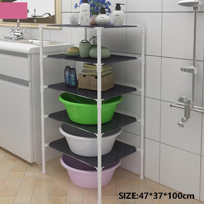 Rak kamar mandi rak toliet rak baskom rak serbaguna plastik 5 susun