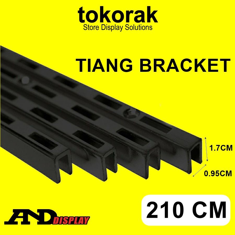 TIANG BRACKET HITAM 210CM BRAKET PENYANGGA RAK DISPLAY