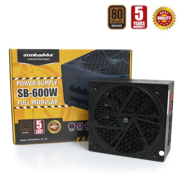 POWER SUPPLY GAMING SIMBADDA 600 WATT FULL MODULAR PSU 600W