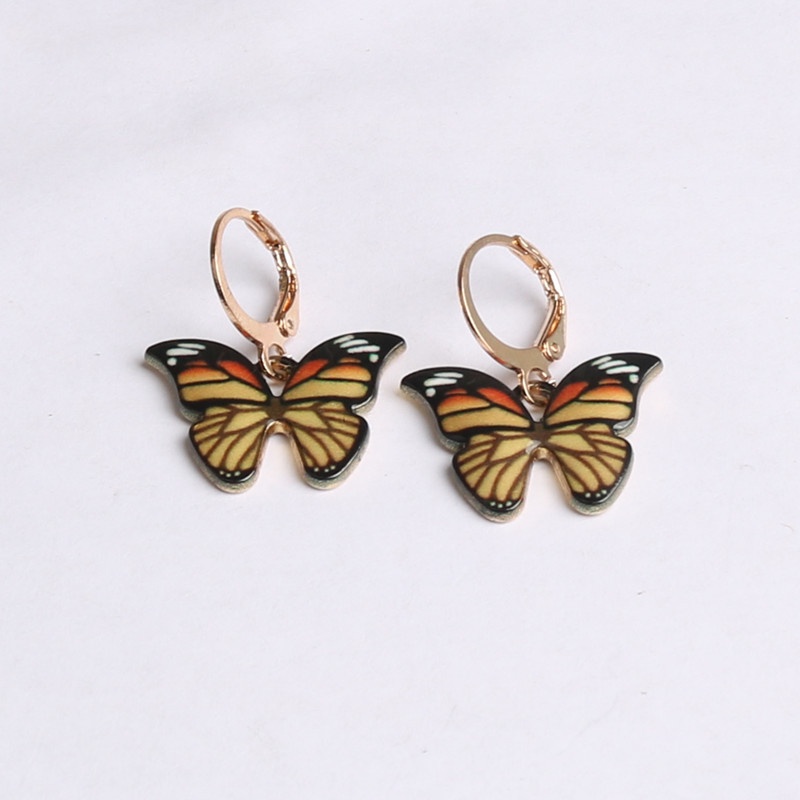 Anting Desain Kupu-Kupu Warna Merah Gaya Jepang Butterfly