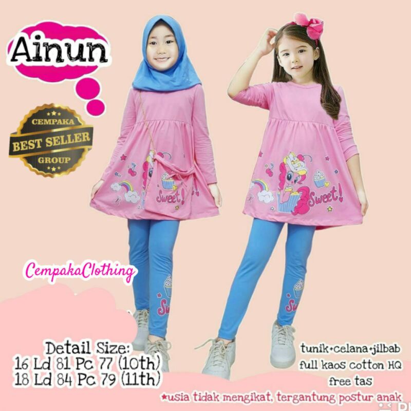 AINUN BY CEMPAKA CLOTHING||TUNIK+CELANA+JILBAB KAOS COTTON