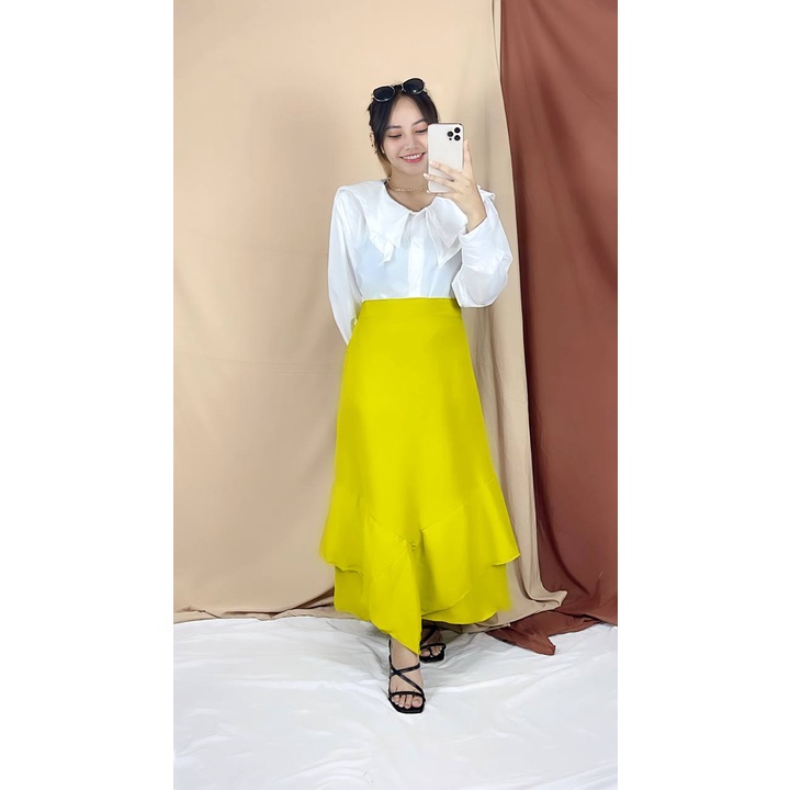 Tq88indonesia Fashion Rok Panjang Wanita Terbaru  / HANNA SKIRT Maxi Kekinian / Ootd Kekinian / Outfit Kasual