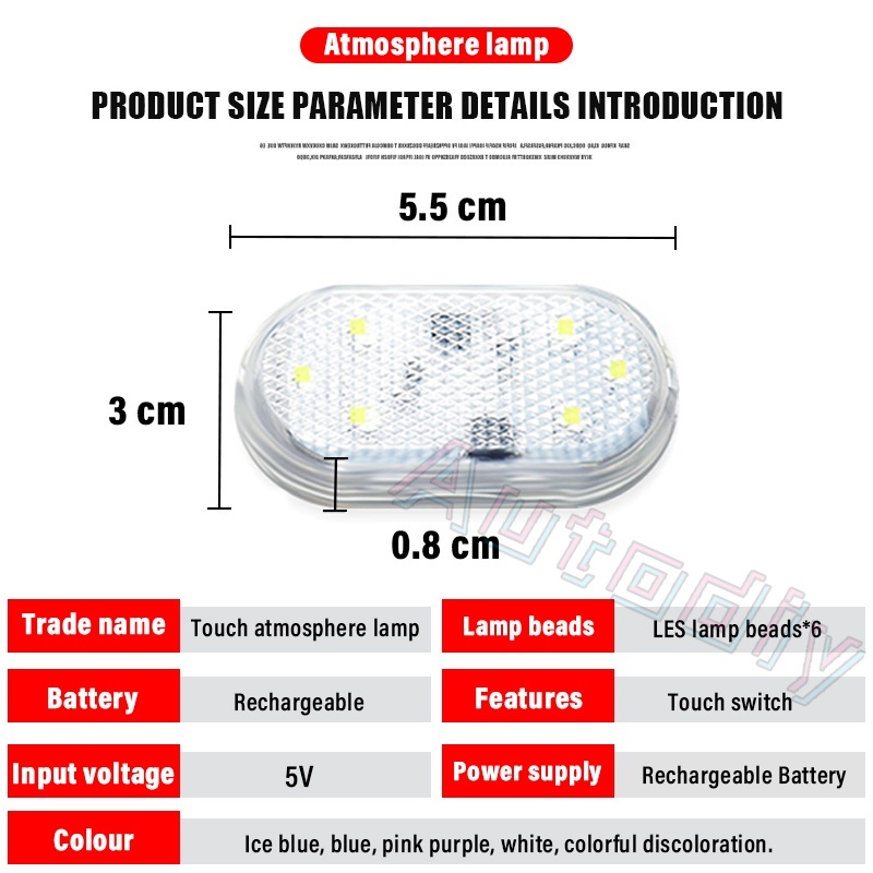 1PC Lampu LED Touchscreen / Car Interior Touch Light Lampu LED / Lampu Saklar Sentuh Otomotif / Lampu Plafon Atap Mobil Aksesoris