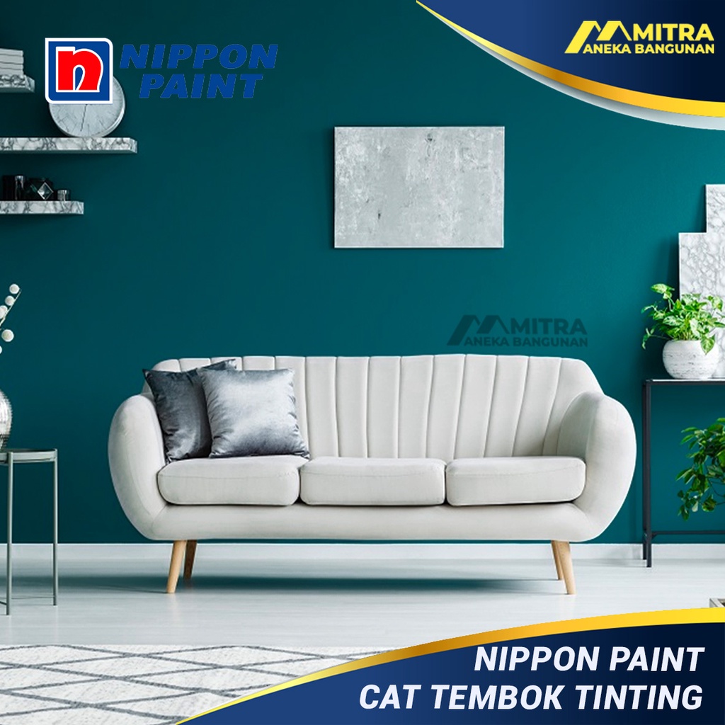 CAT TEMBOK NIPPON PAINT EKSTERIOR INTERIOR HARBOUR NP 2108A / VINILEX ELASTEX SPOTLESS / HIJAU TOSCA TEAL