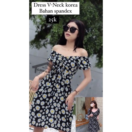 Dress mini || Dress korea || v-neck dress