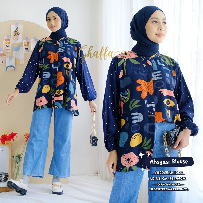 ATAYASI BLOUSE BY GHAFFA THE LABEL / BLOUSE MOTIF WANITA MUSLIMAH / Baju wanita Kekinian modern