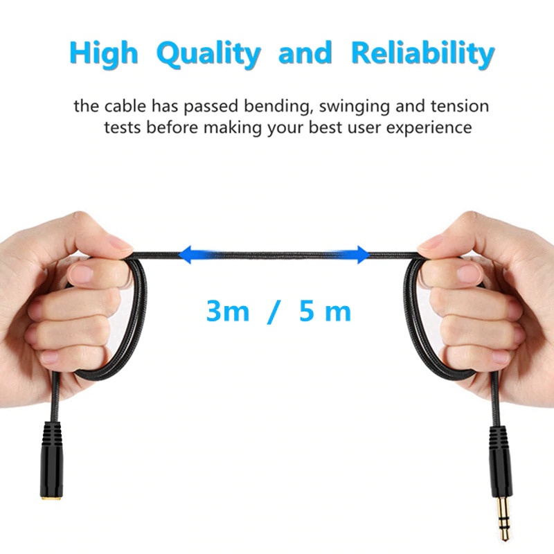Kabel Audio AUX 3.5mm Male to Female 5 Meter - AV124